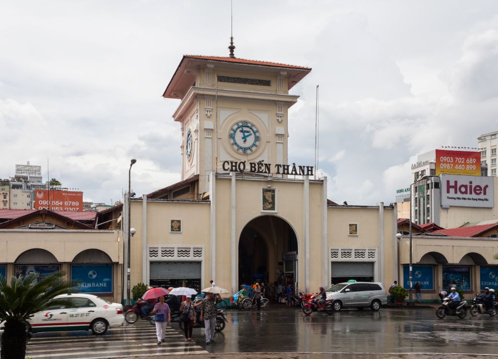 Ben Thanh Market interior with stalls in Ho Chi Minh City